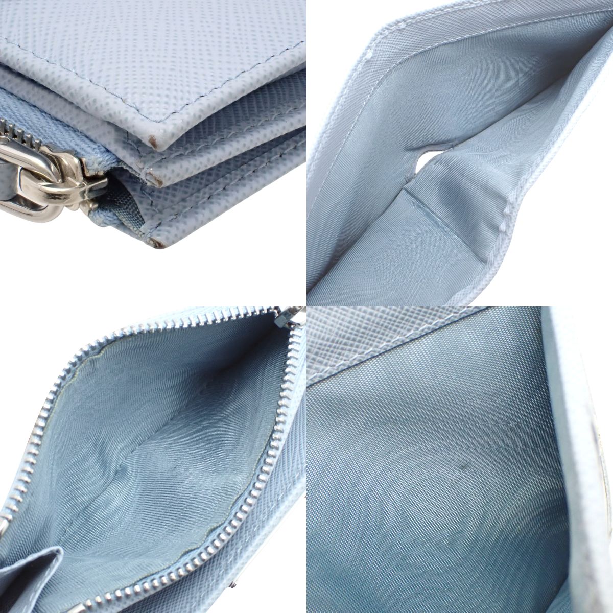 二折短款钱包 Saffiano皮革 天蓝色 1ML050