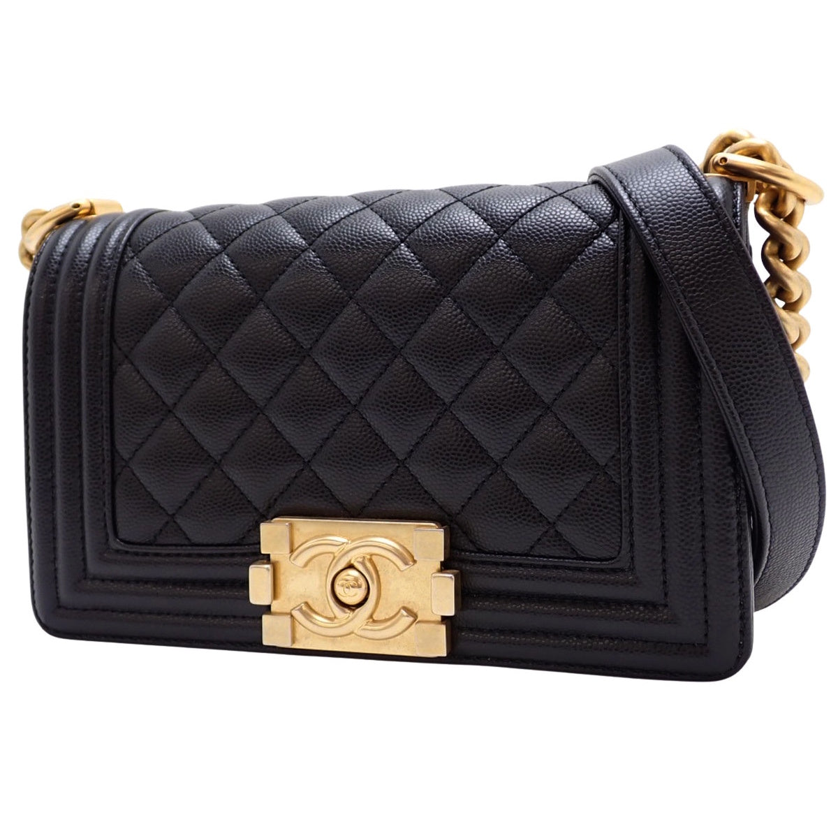 ボーイシャネル ココマーク チェーンショルダーバッグ キャビアスキン ブラック 肩掛け 斜め掛け