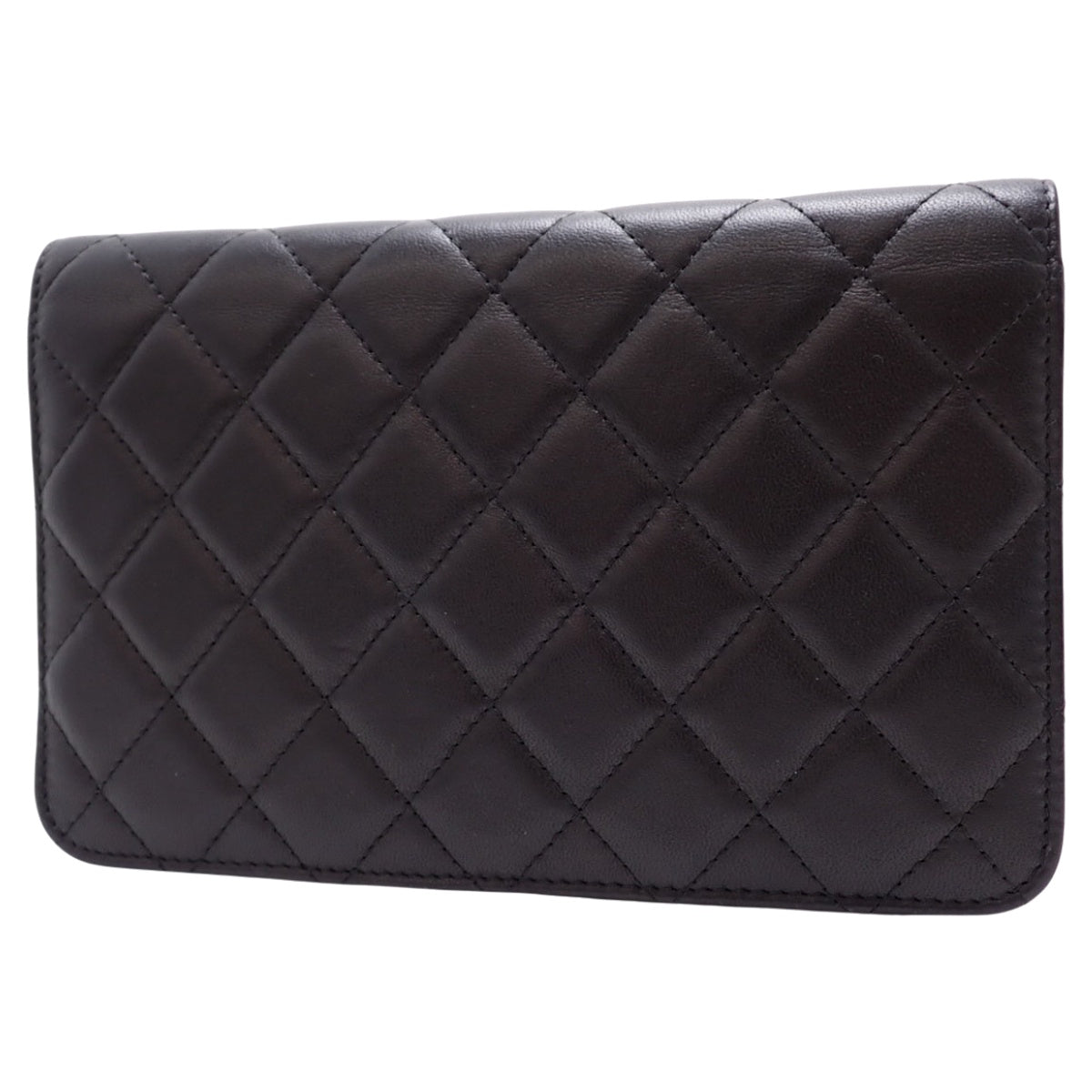 マトラッセ ココマーク チャーム付き チェーンウォレット ラムスキン ブラック