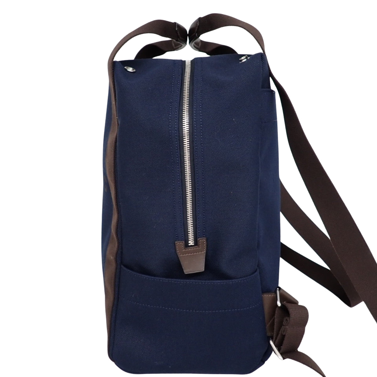 Sac de Pansage Groom 人字纹帆布 小牛皮 海军蓝 棕色 银扣