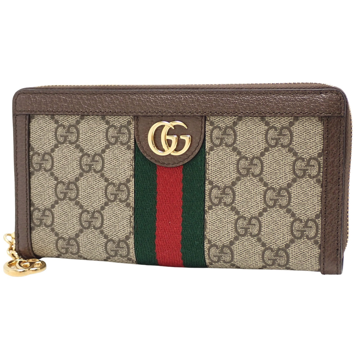 Ophidia GG Zip Around Wallet GG Supreme Canvas Ebony/Beige 523154