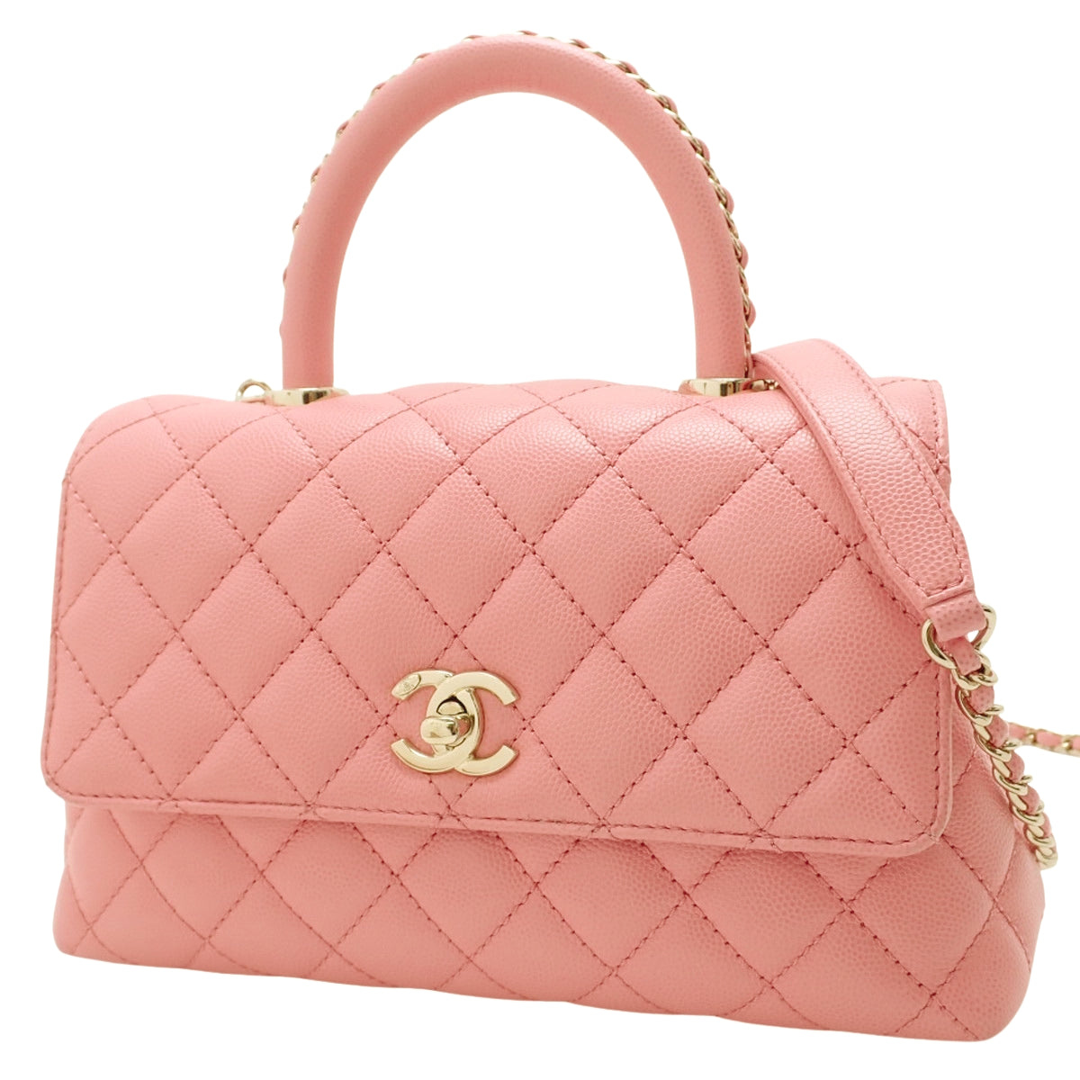 Matelasse Coco Handle XS Caviar Skin Pink A92990