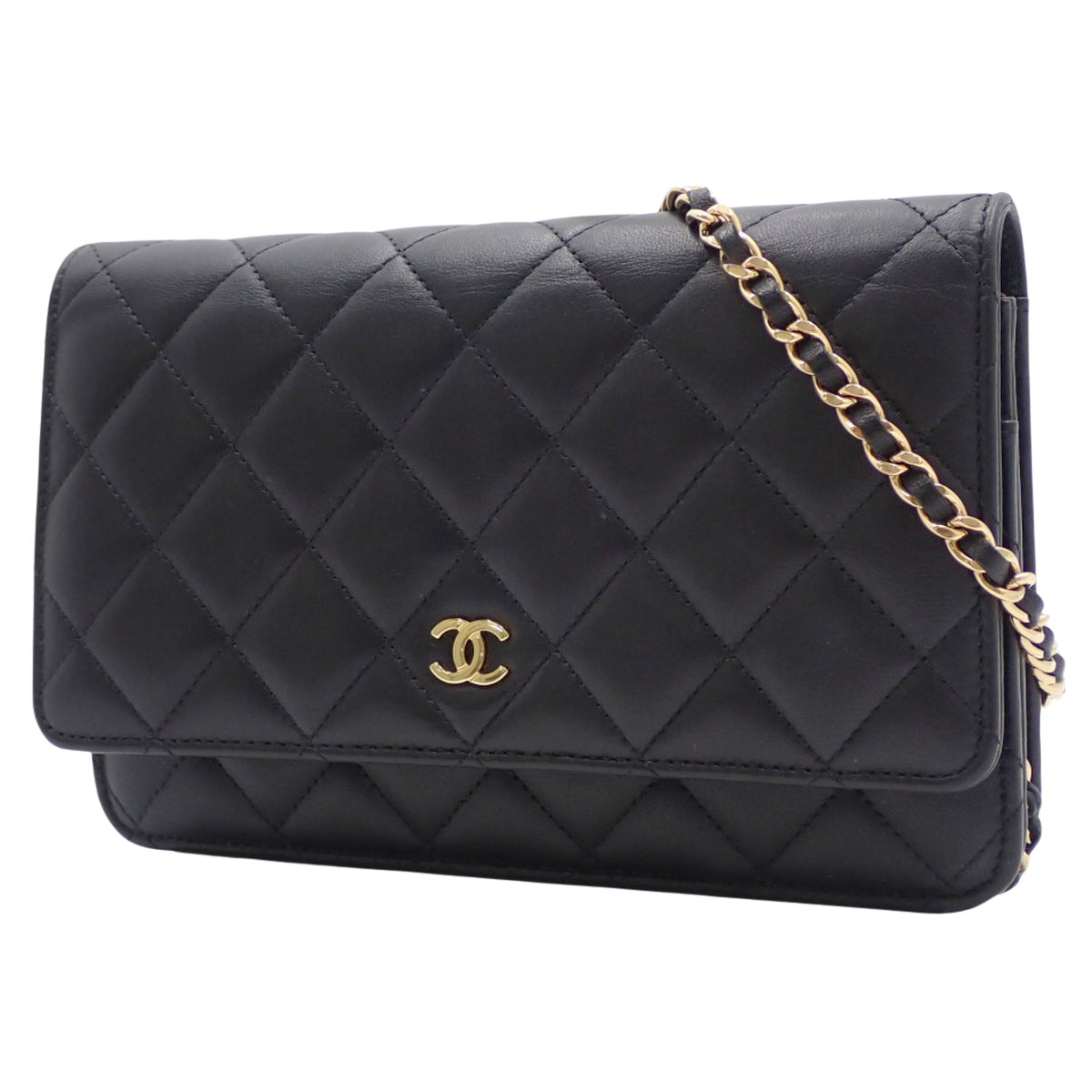 マトラッセ ココマーク チェーンウォレット ラムスキン ブラック