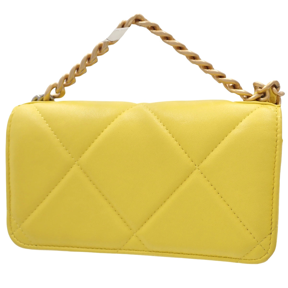 シャネル19 マトラッセ ココマーク チェーンショルダーバッグ ラムスキン イエロー