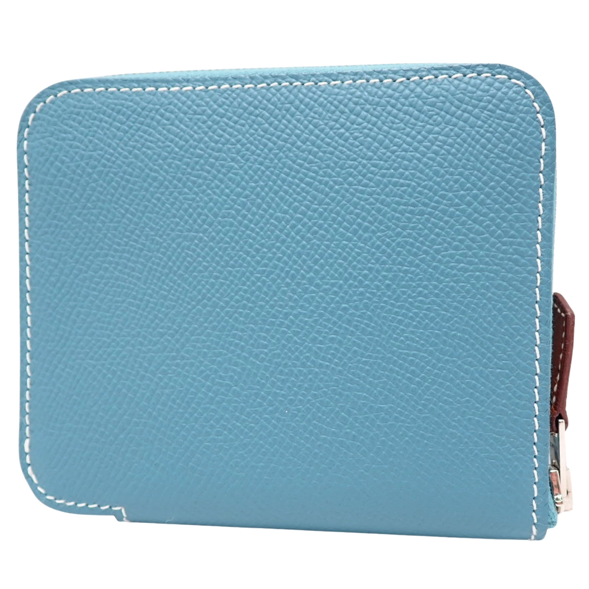 Azap Compact Silkin Veau Epsom Silk New Blue Jean Silver Hardware B stamp