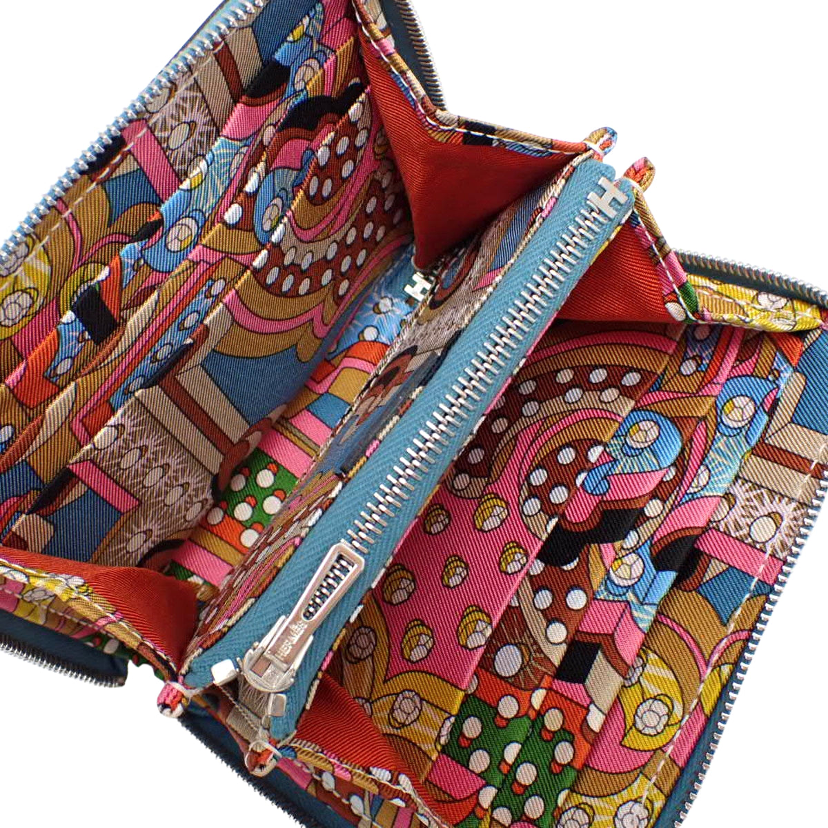 Azap Compact Silk'In Epsom皮质,丝绸内衬,新牛仔蓝色,银色五金,B刻印
