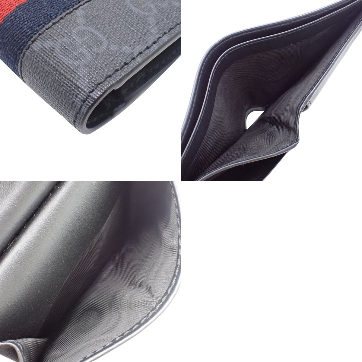 New Web Bi-fold Wallet GG Supreme Black Gray Navy Red 408826