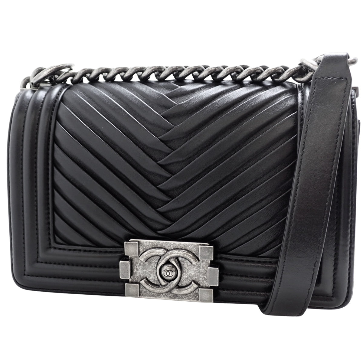 ボーイシャネル チェーンショルダーバッグ ラムスキン ブラック