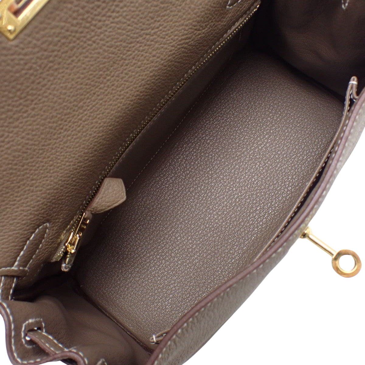 ケリー25 (内縫い) トゴ エトゥープ/エトープ ゴールド金具 U刻印