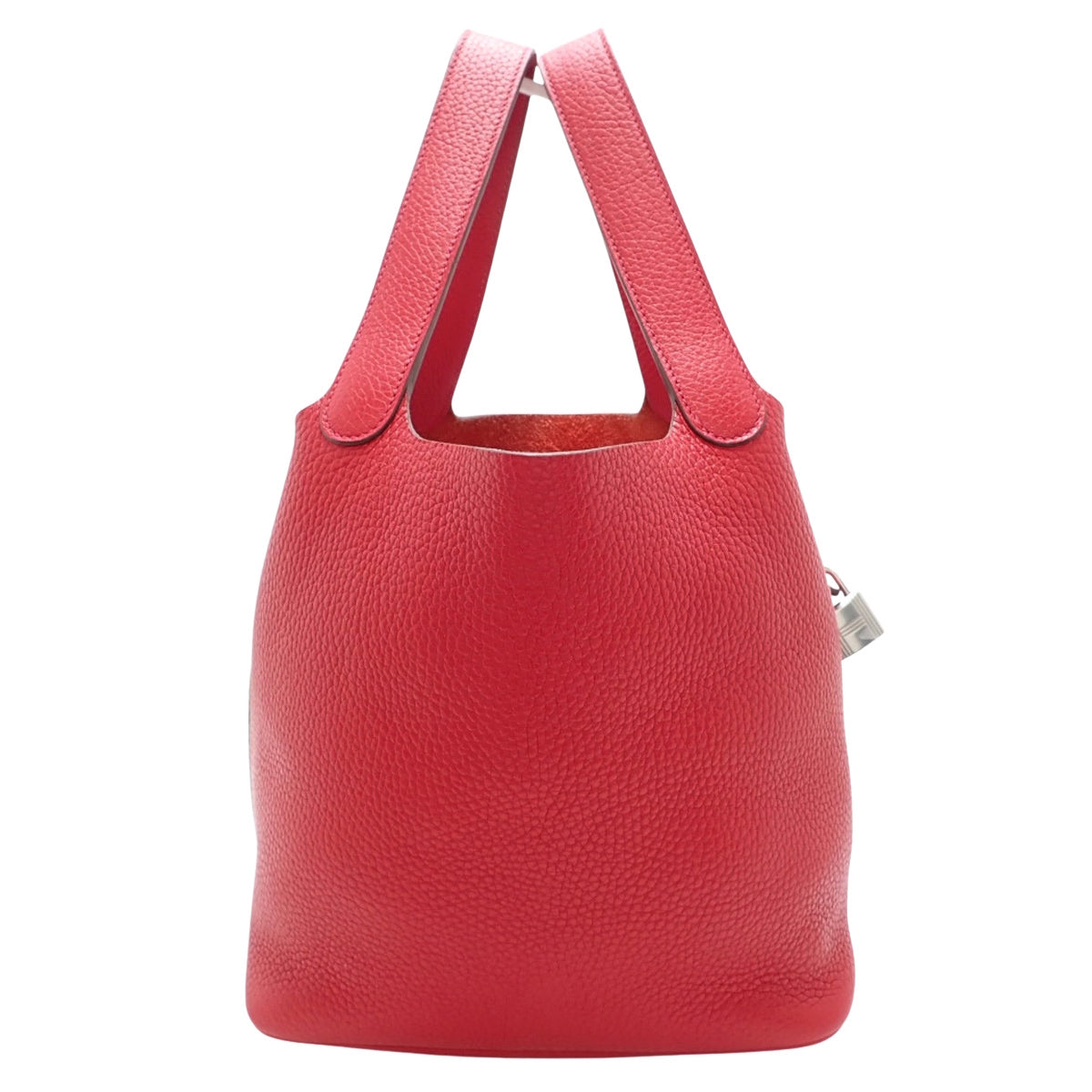 Picotin Lock MM Taurillon Clemence Rouge Casaque Silver Hardware C Stamp