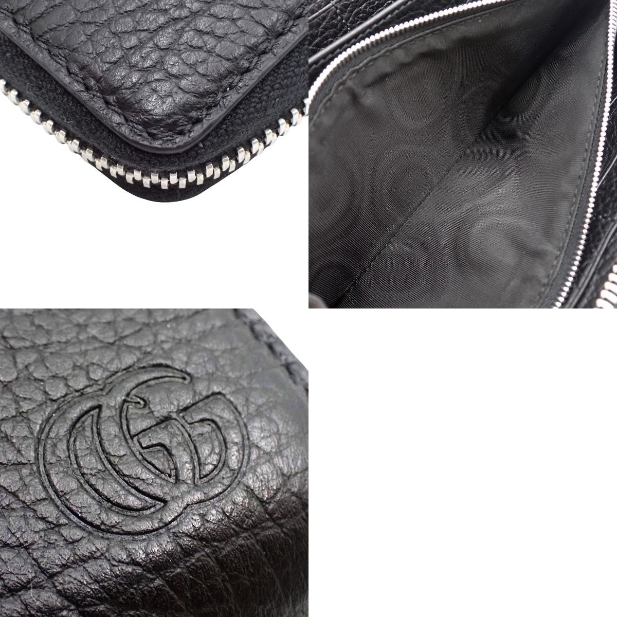 Double G Long Wallet, Leather, Black, 800180
