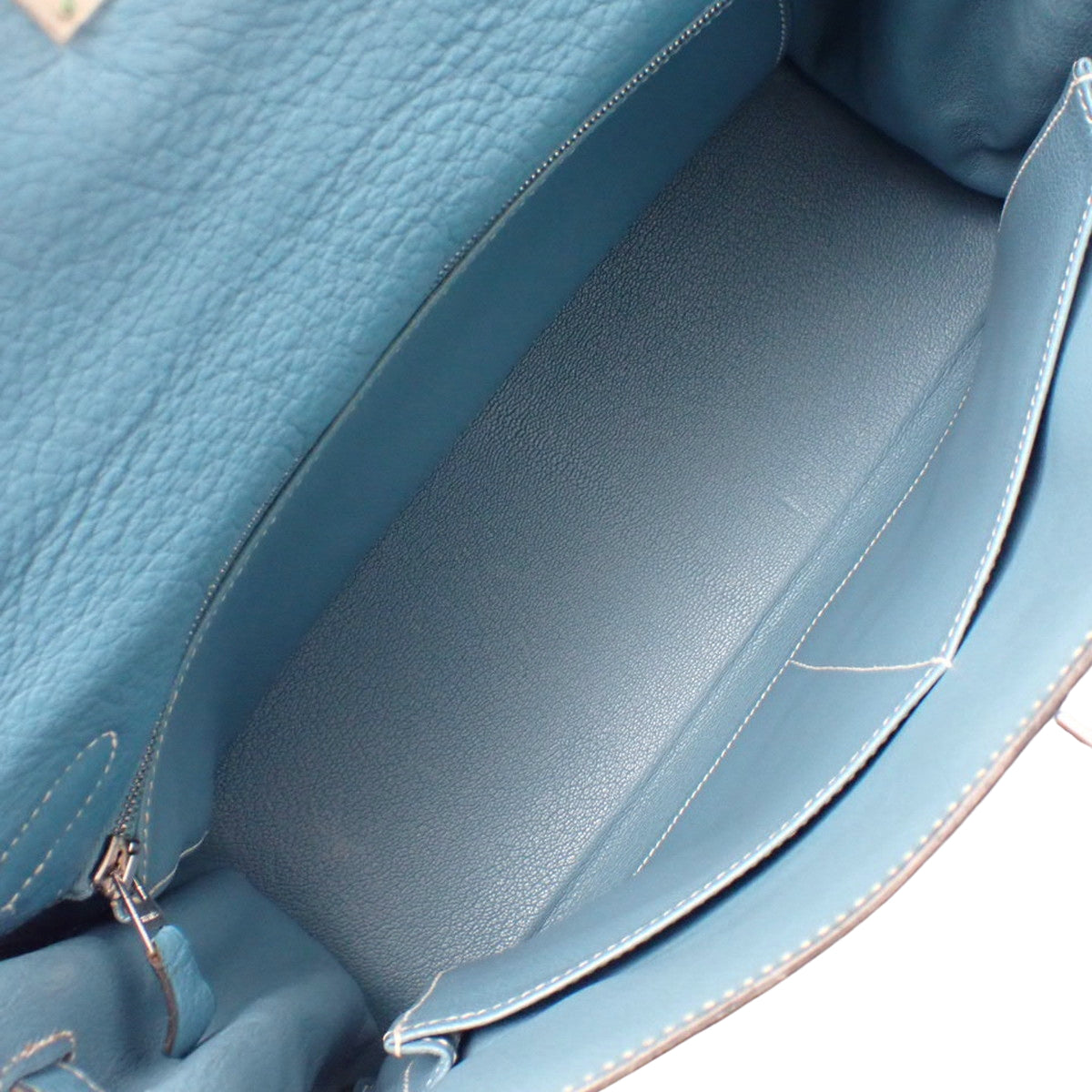 Kelly 32 (Retourne) Togo leather Palladium hardware Blue Jean Silver hardware Square H stamp