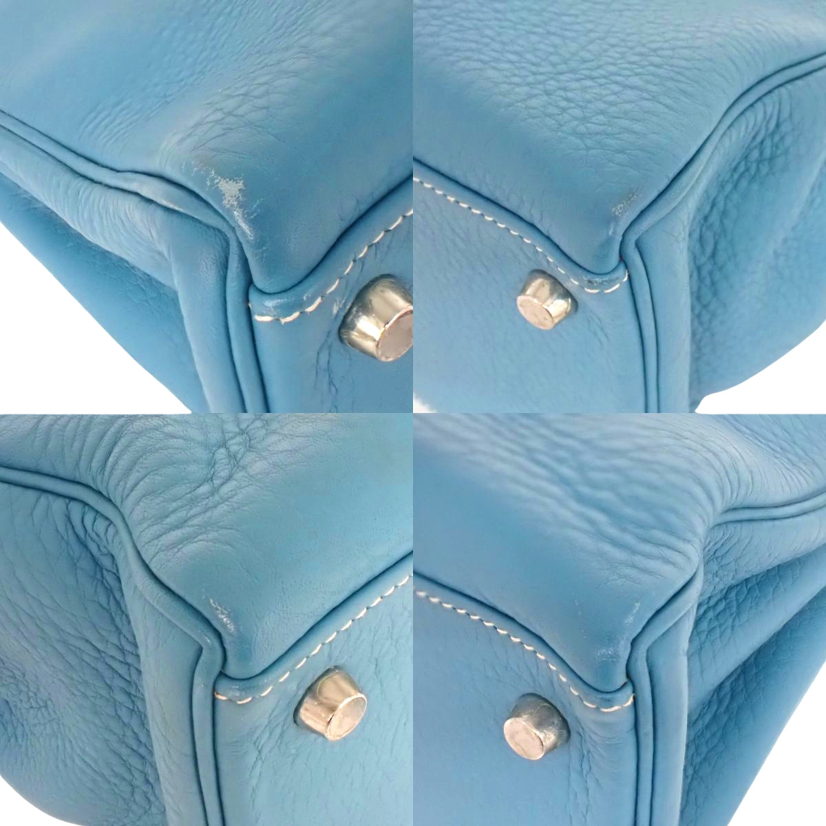 Kelly 32 (Retourne) Togo leather Palladium hardware Blue Jean Silver hardware Square H stamp