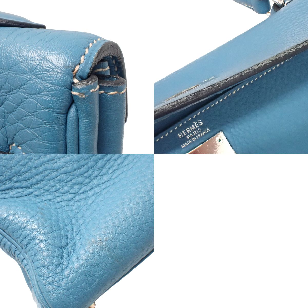 Kelly 32 (Retourne) Togo leather Palladium hardware Blue Jean Silver hardware Square H stamp