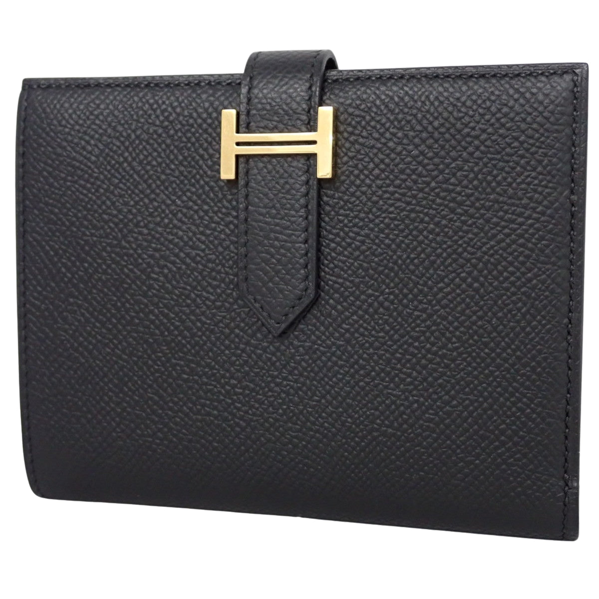 Bearn Compact, Veau Epsom, Black, Gold Hardware, W stamp