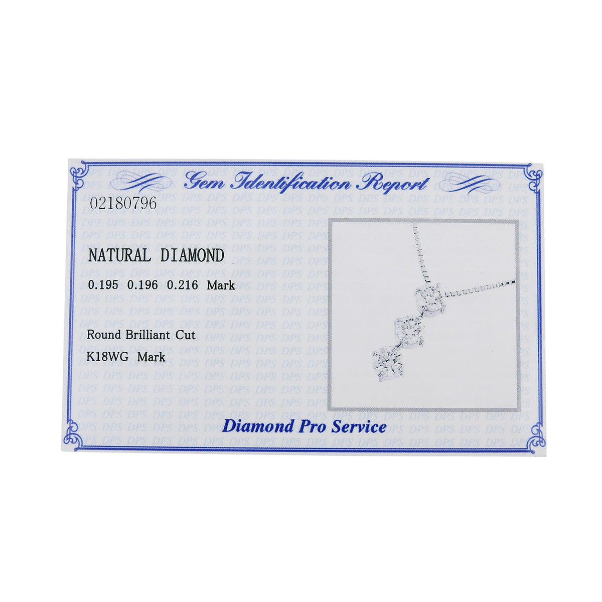3PD ダイヤモンドネックレス D0.195,0.196,0.216 ホワイトゴールド K18WG 2.7g