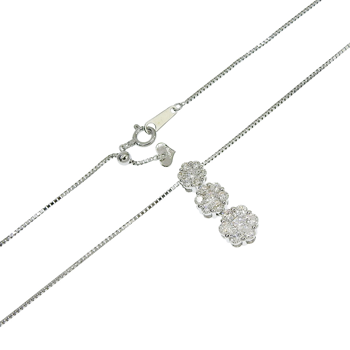 ダイヤモンドネックレス D1.00 ホワイトゴールド K18WG 4.6g