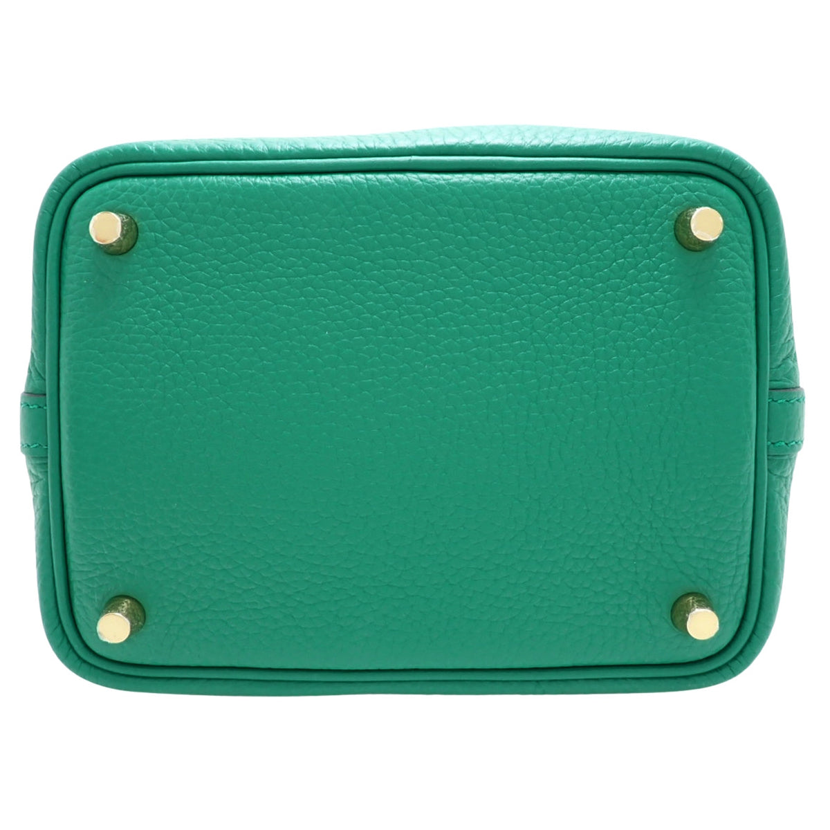 Picotin Lock PM, Taurillon Clemence, Vert Moyen, Gold Hardware, W Stamp