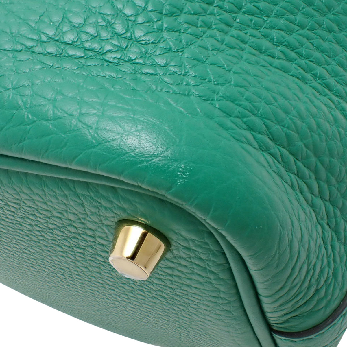 Picotin Lock PM, Taurillon Clemence, Vert Moyen, Gold Hardware, W Stamp