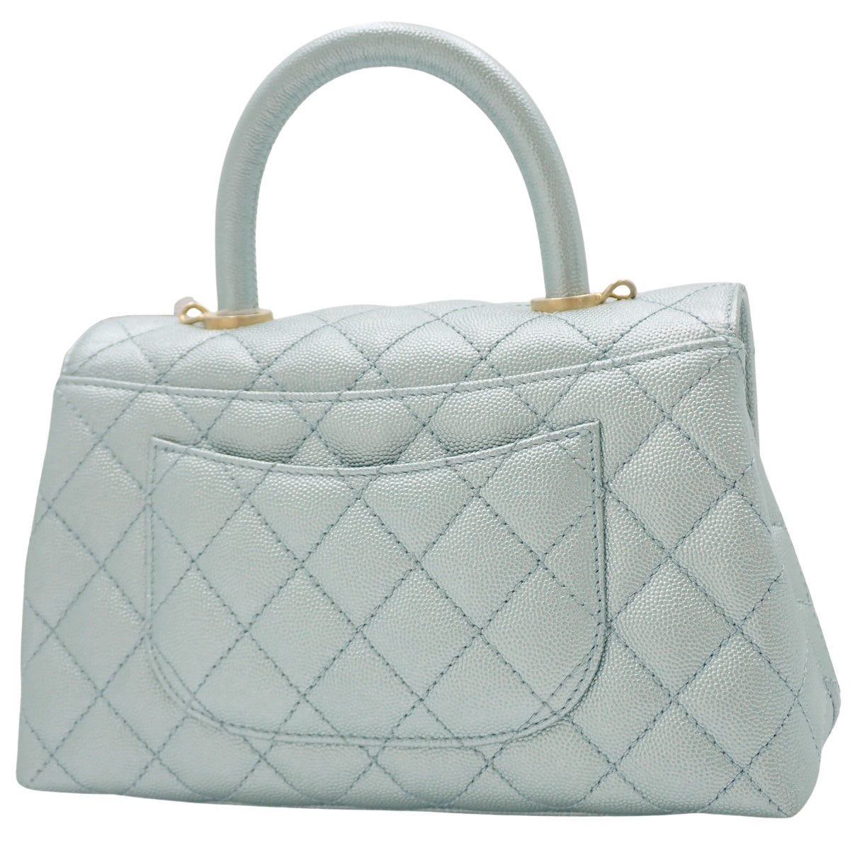 Matelassé Coco Handle XS Caviar Skin Metallic Blue A92990