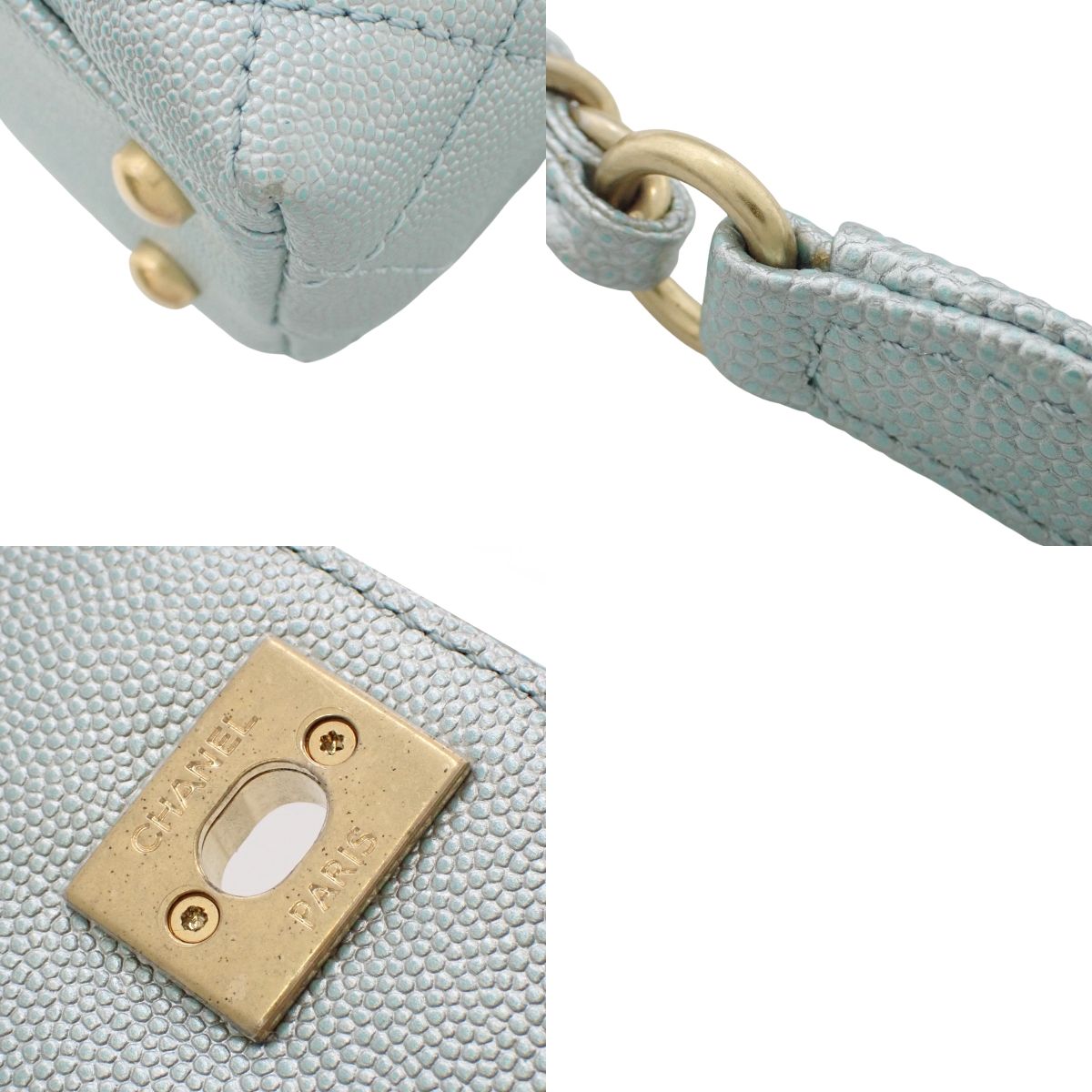菱格纹Coco Handle XS 鱼子酱皮 金属蓝 A92990