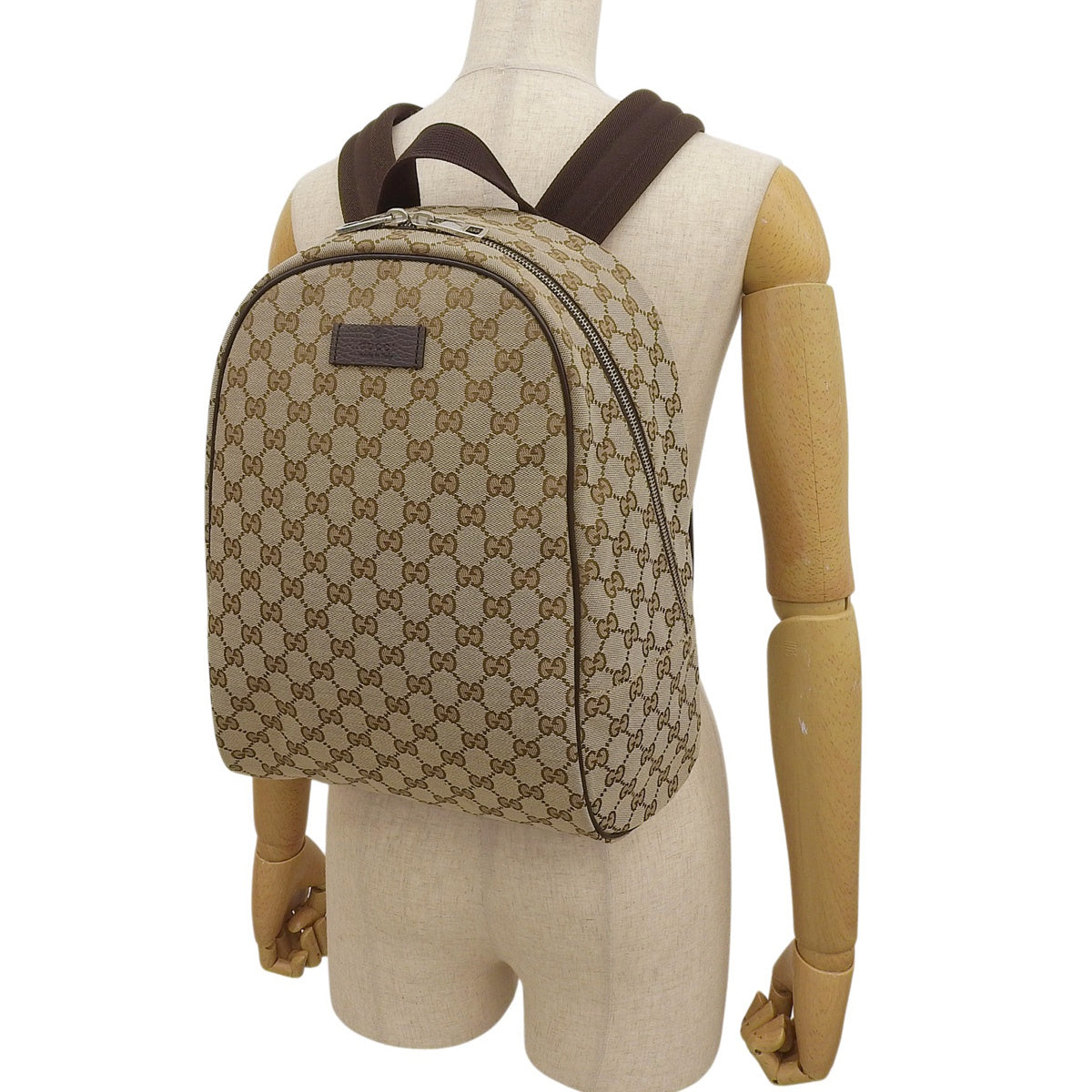 GG Canvas Backpack Beige Brown 449906