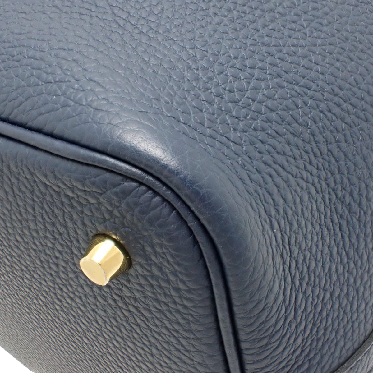Picotin Lock MM Taurillon Clemence Bleu de Prusse Gold Hardware B Stamp