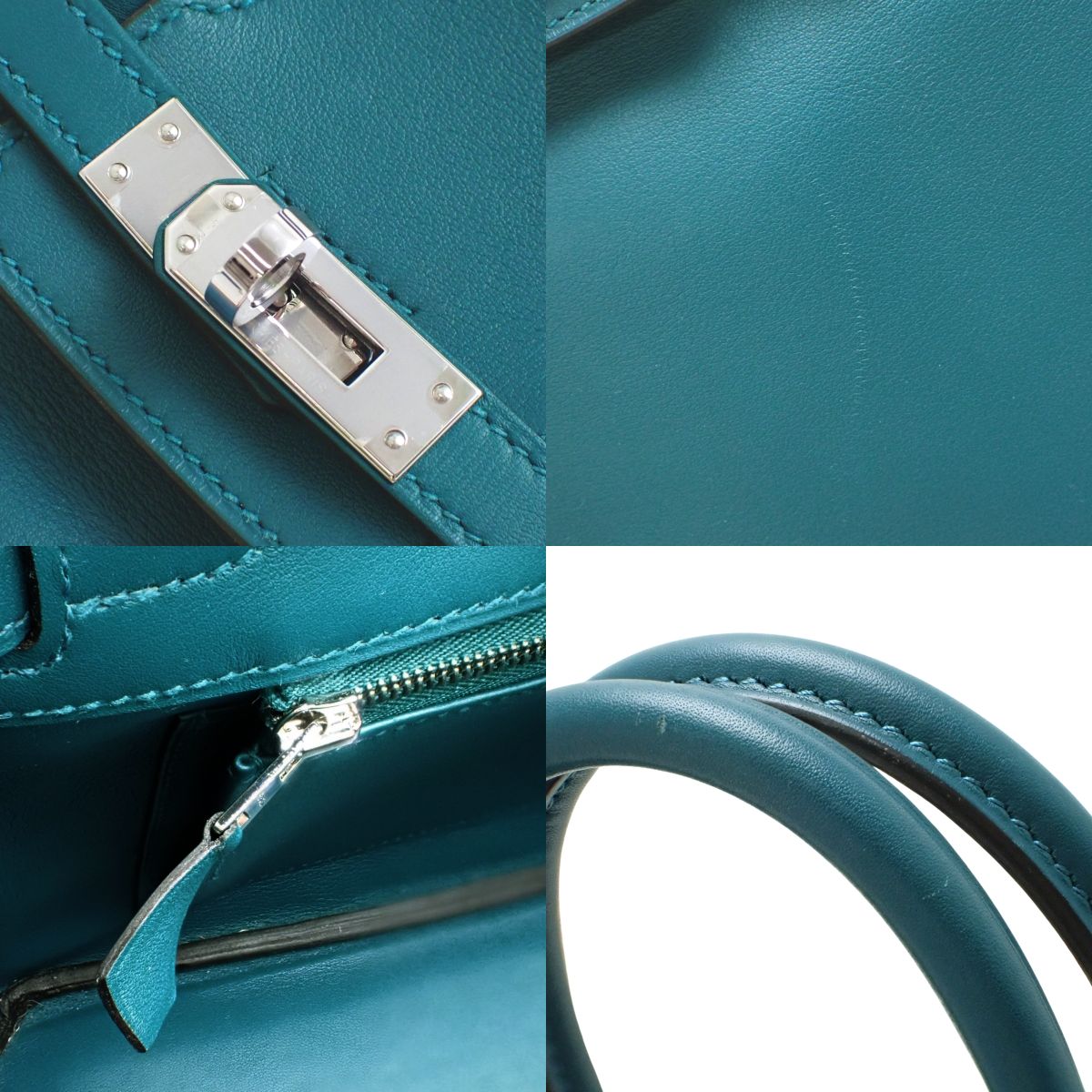 Birkin 25 Swift Vert Bosphore Silver Hardware Y stamp