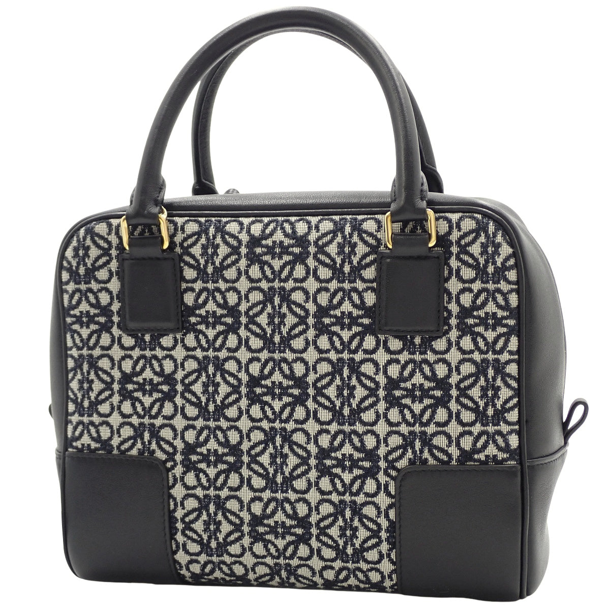 アマソナ19 スクエア バッグ カーフ アナグラムジャガード ブラック ネイビー A039N10X02