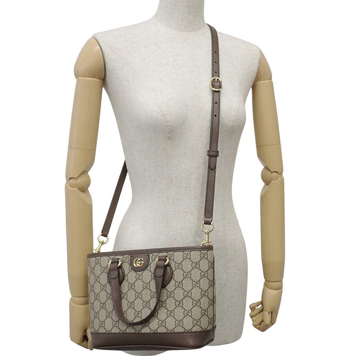 Ophidia Small Tote Bag GG Supreme Canvas Beige Brown 811716