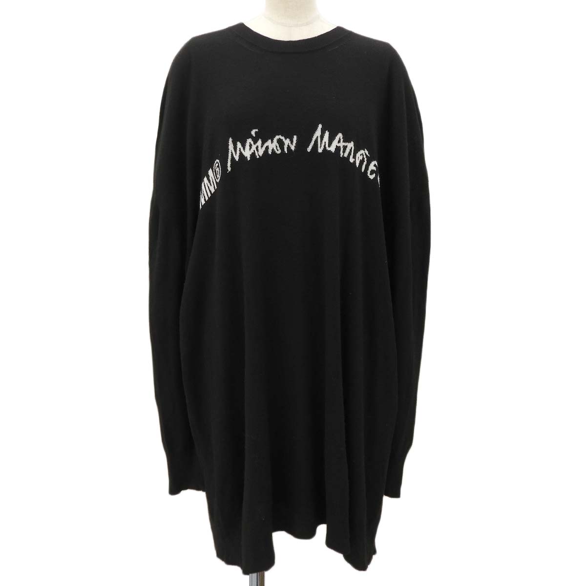Logo Oversized Crew Neck Knit Dress L