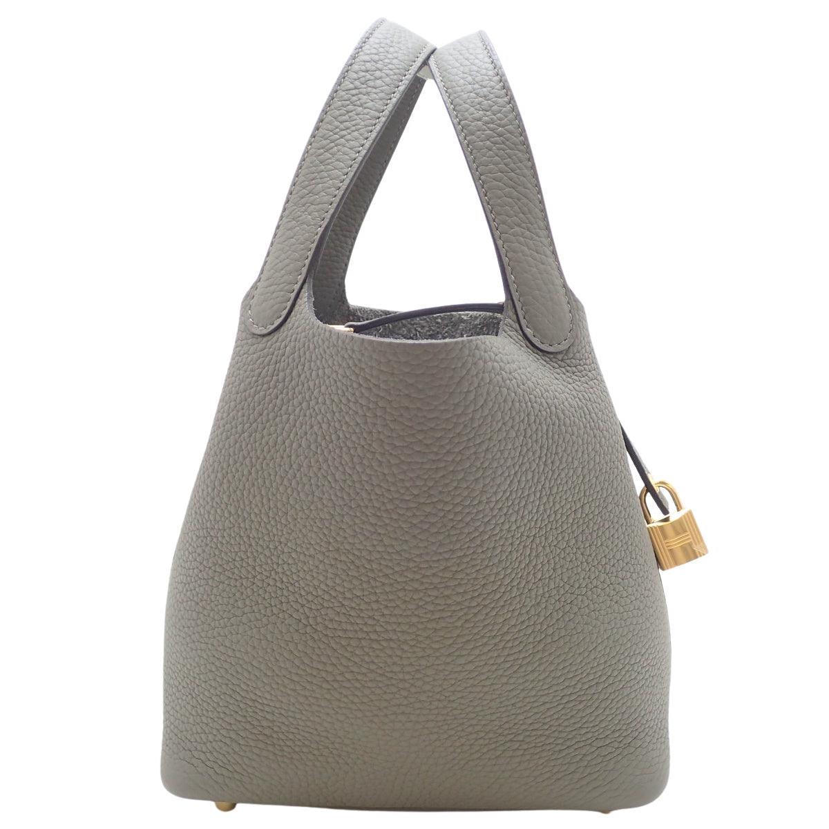 Picotin Lock PM Taurillon Clemence Gris Meyer Gold Hardware U Stamp
