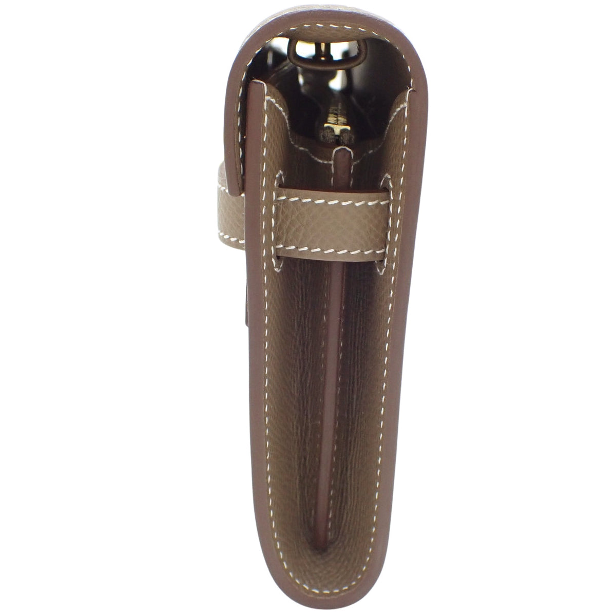 【Unused】Kelly Wallet To Go Veau Epsom Etoupe Gold Hardware K-Stamp
