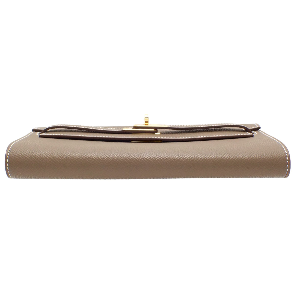 【Unused】Kelly Wallet To Go Veau Epsom Etoupe Gold Hardware K-Stamp