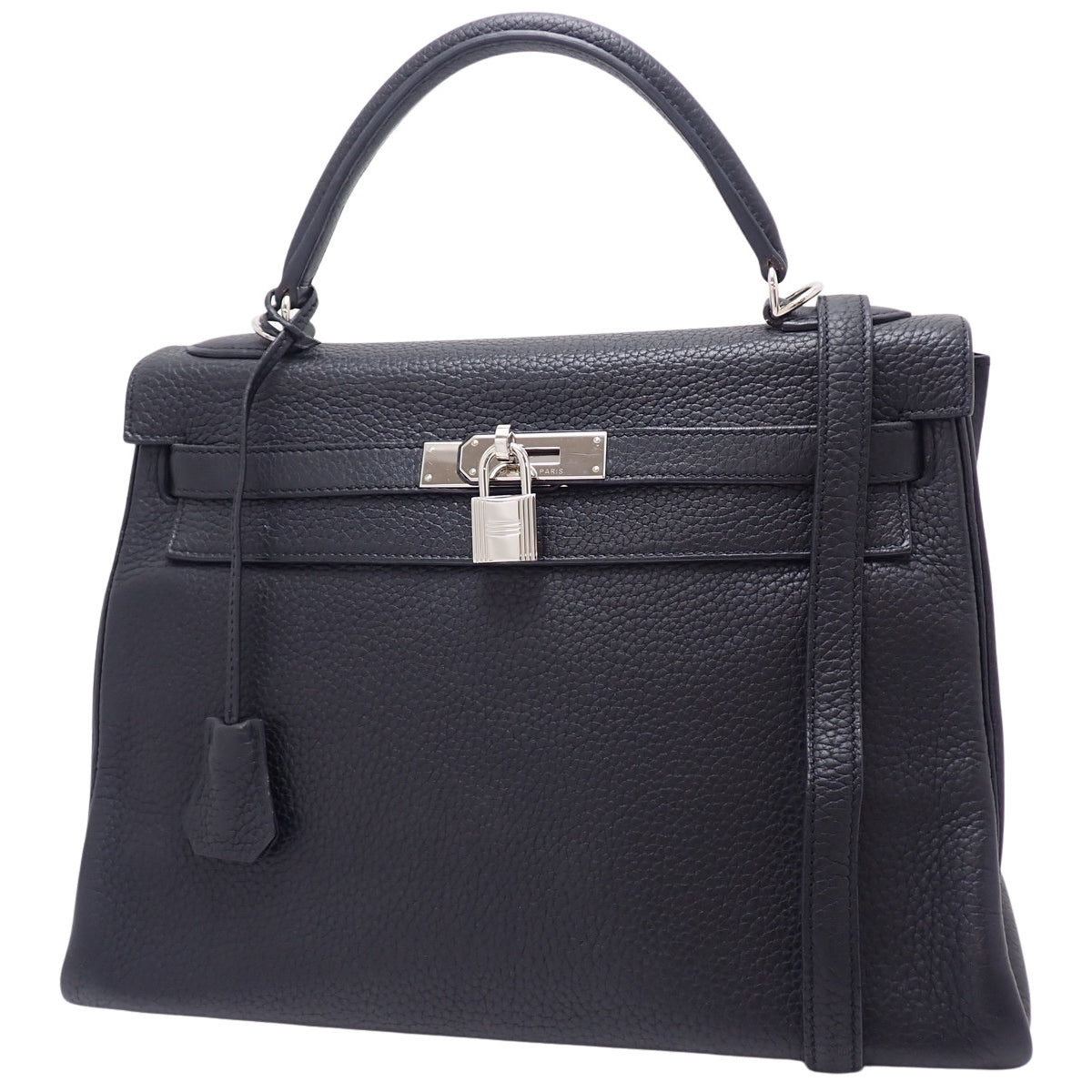 ケリー32 (内縫い) トリヨンクレマンス パラジウム金具 ブラック □R刻印