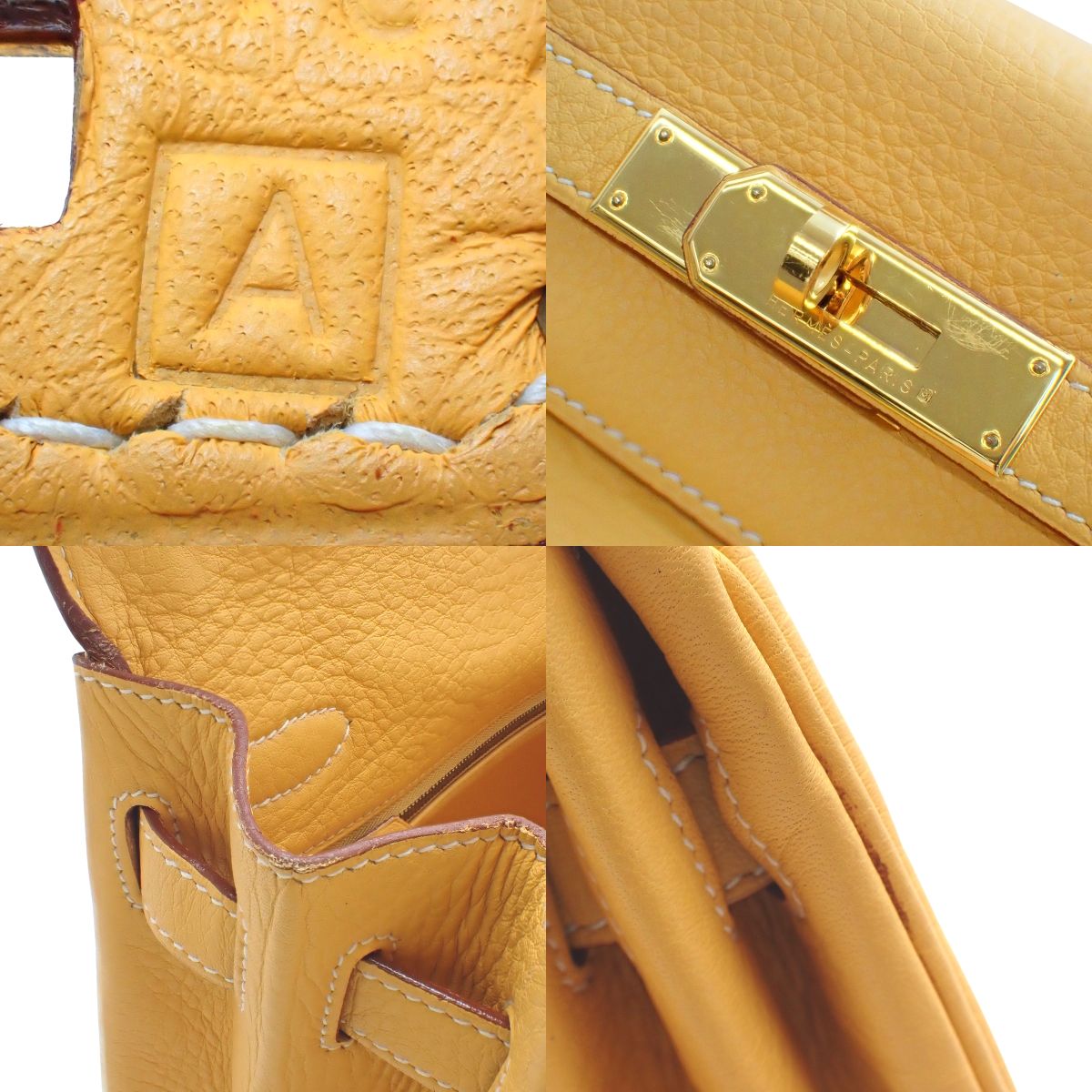 Kelly 32 (内缝) Taurillon Clemence 自然沙色 金色五金 □A刻印