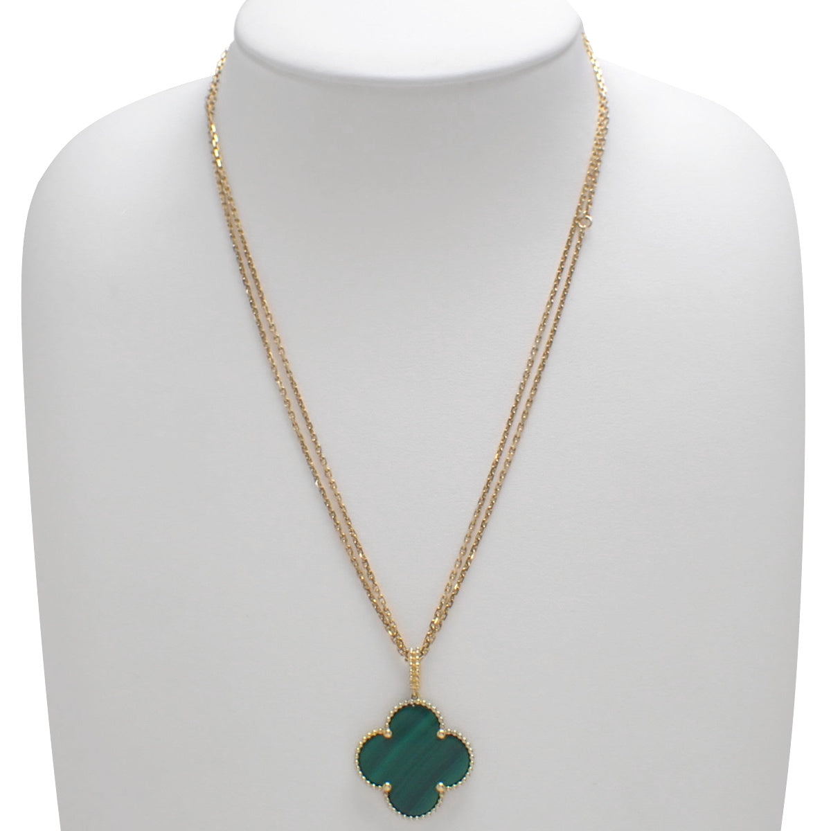 Magic Alhambra long necklace, malachite, yellow gold, 18K YG, 16.2g
