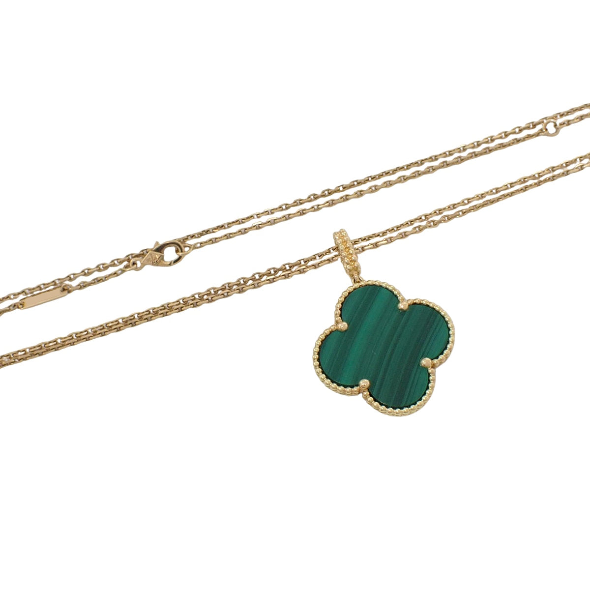 Magic Alhambra long necklace, malachite, yellow gold, 18K YG, 16.2g