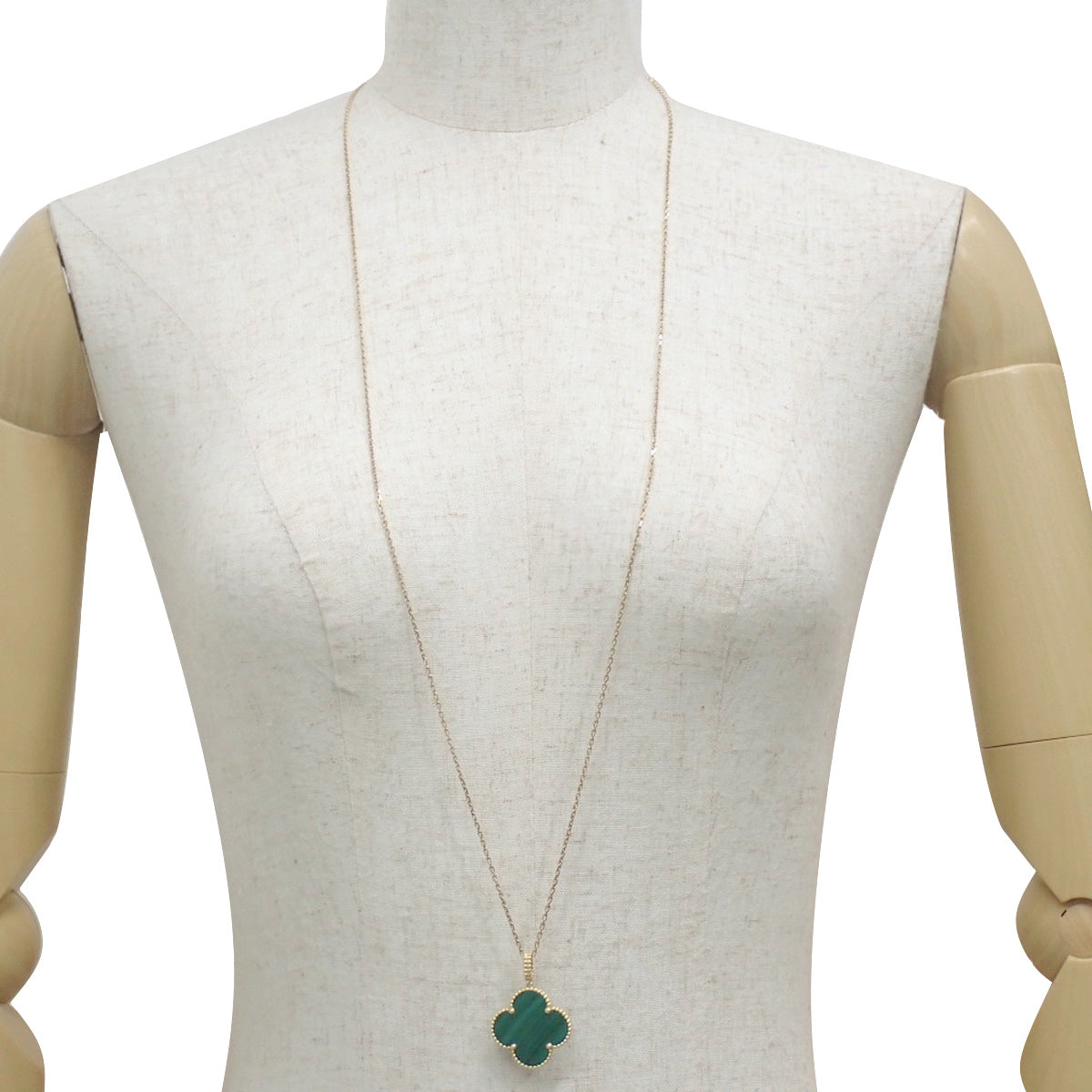 Magic Alhambra long necklace, malachite, yellow gold, 18K YG, 16.2g