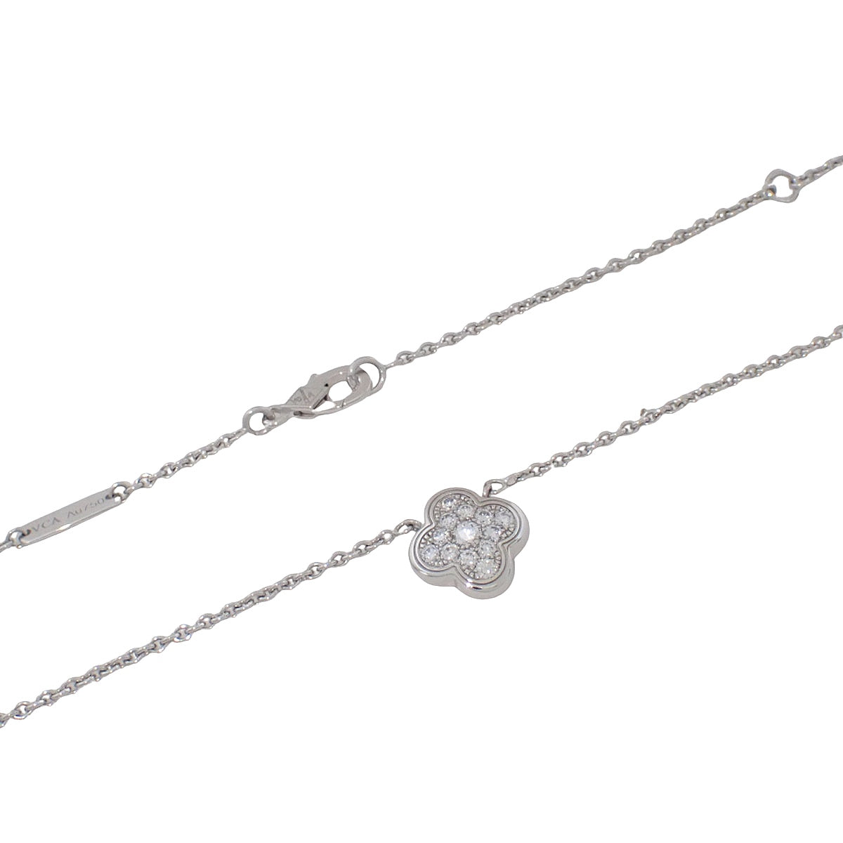 ピュアアルハンブラ ネックレス ダイヤモンド ホワイトゴールド K18WG 7.0g