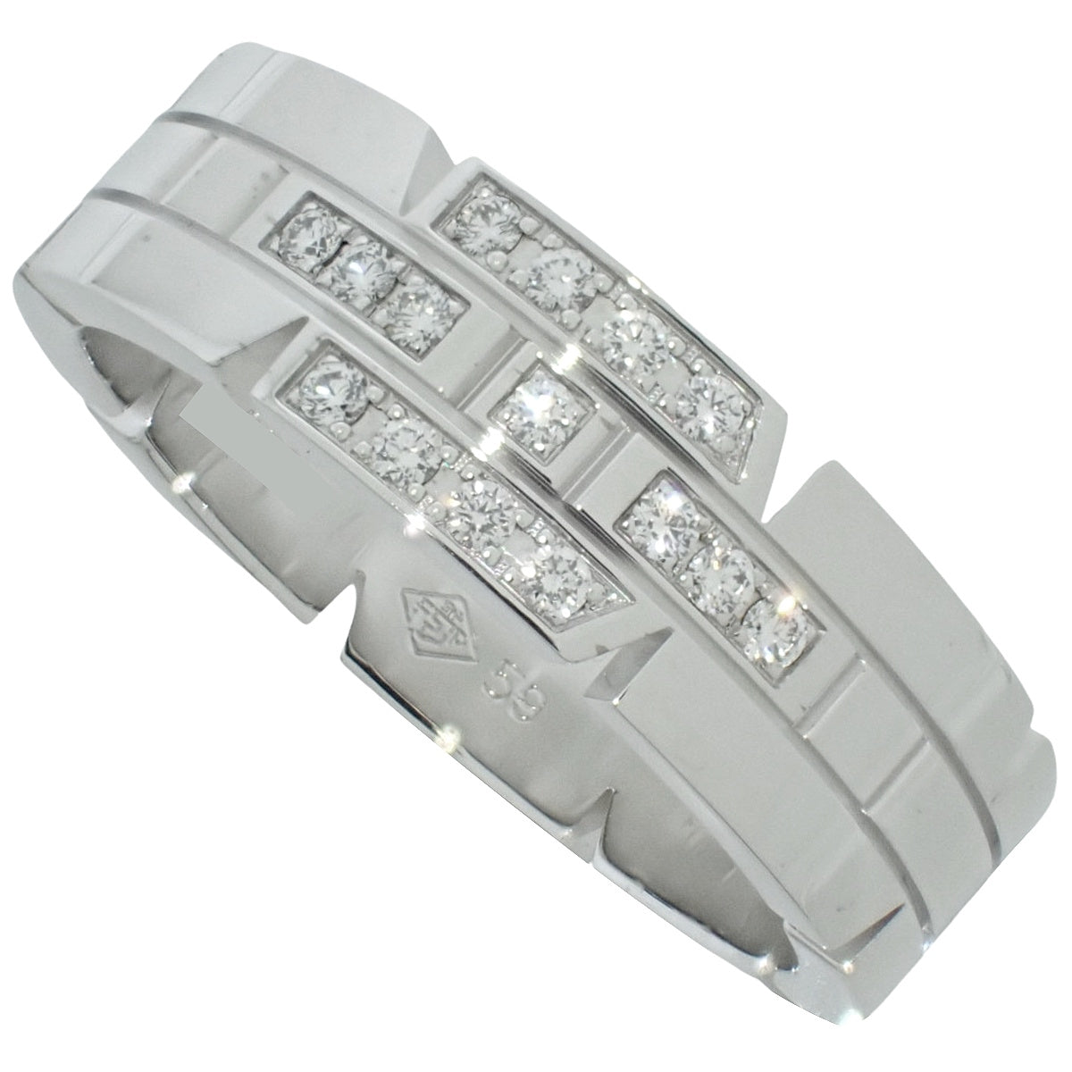 Tank Française Ring Diamond White Gold K18WG 59 10.6g