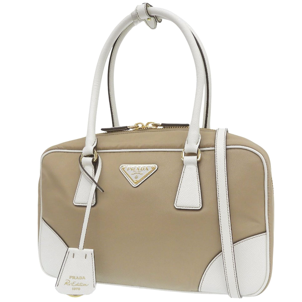 2WAY Bag Nylon Saffiano Leather CAMMELLO BIANCO 1BB115