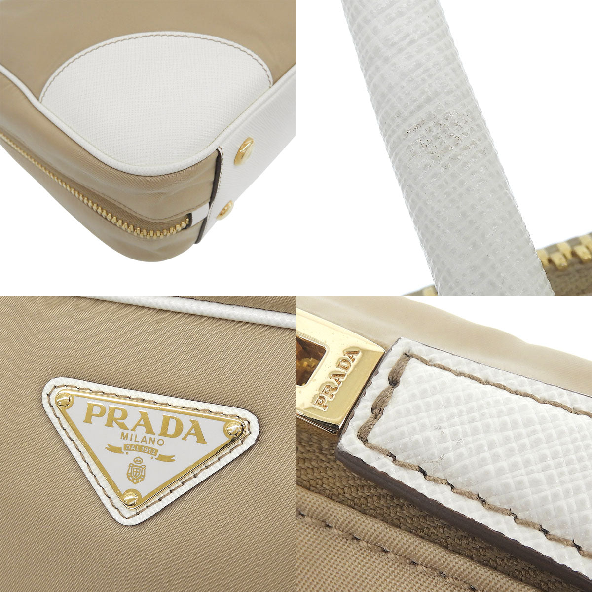 2WAY バッグ ナイロン サフィアーノレザー CAMMELLO BIANCO 1BB115