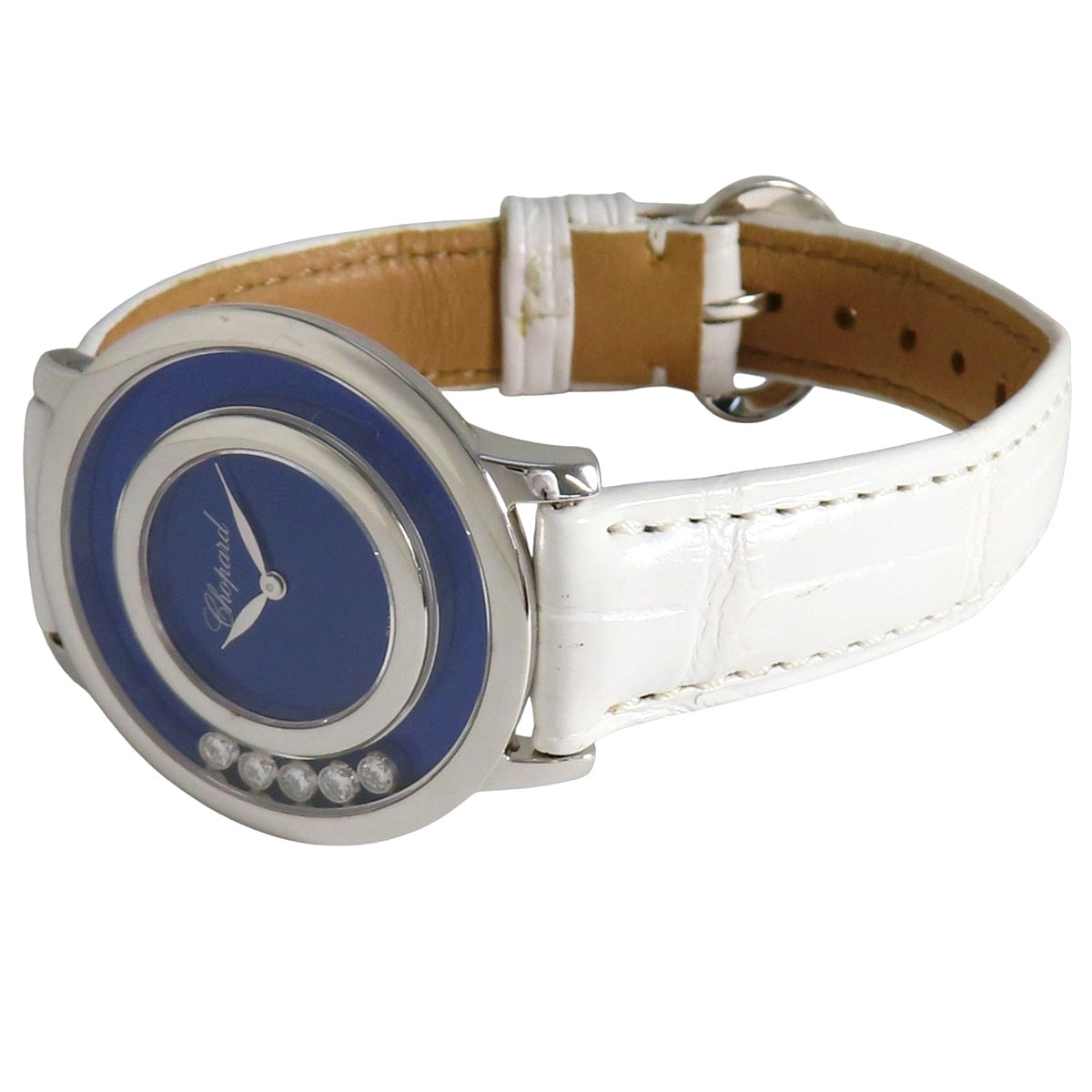 Happy Diamonds 5PD 209429 WG/Leather Blue Radio-Controlled Watch Women's