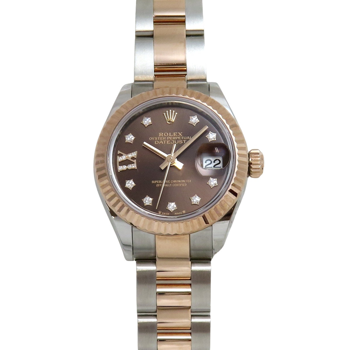 Datejust 28 279171G PG/SS Random Serial Chocolate/Diamond Index Automatic Ladies