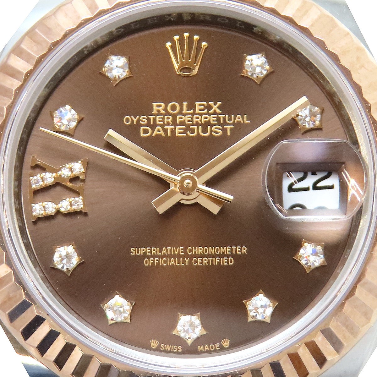 Datejust 28 279171G PG/SS Random Serial Chocolate/Diamond Index Automatic Ladies
