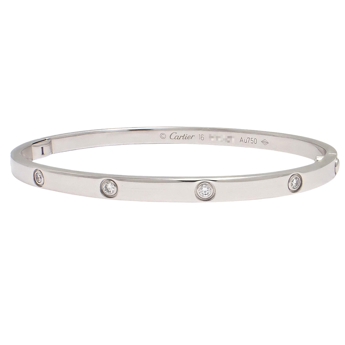 LOVE bracelet, small model, diamonds, 18K white gold, 16, 17.4g, 10 diamonds