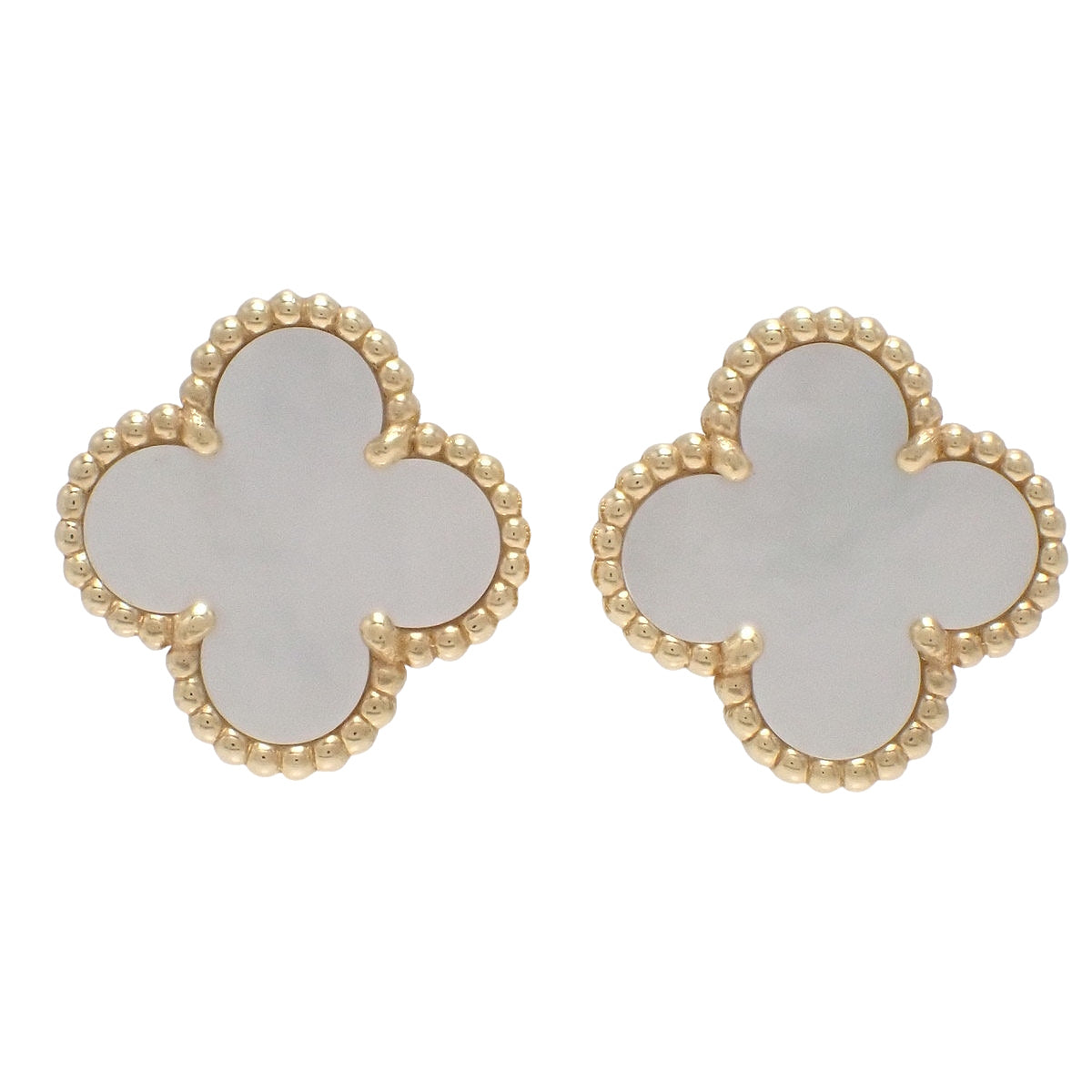 Vintage Alhambra Earrings, Mother-of-Pearl, K18YG, 7.5g