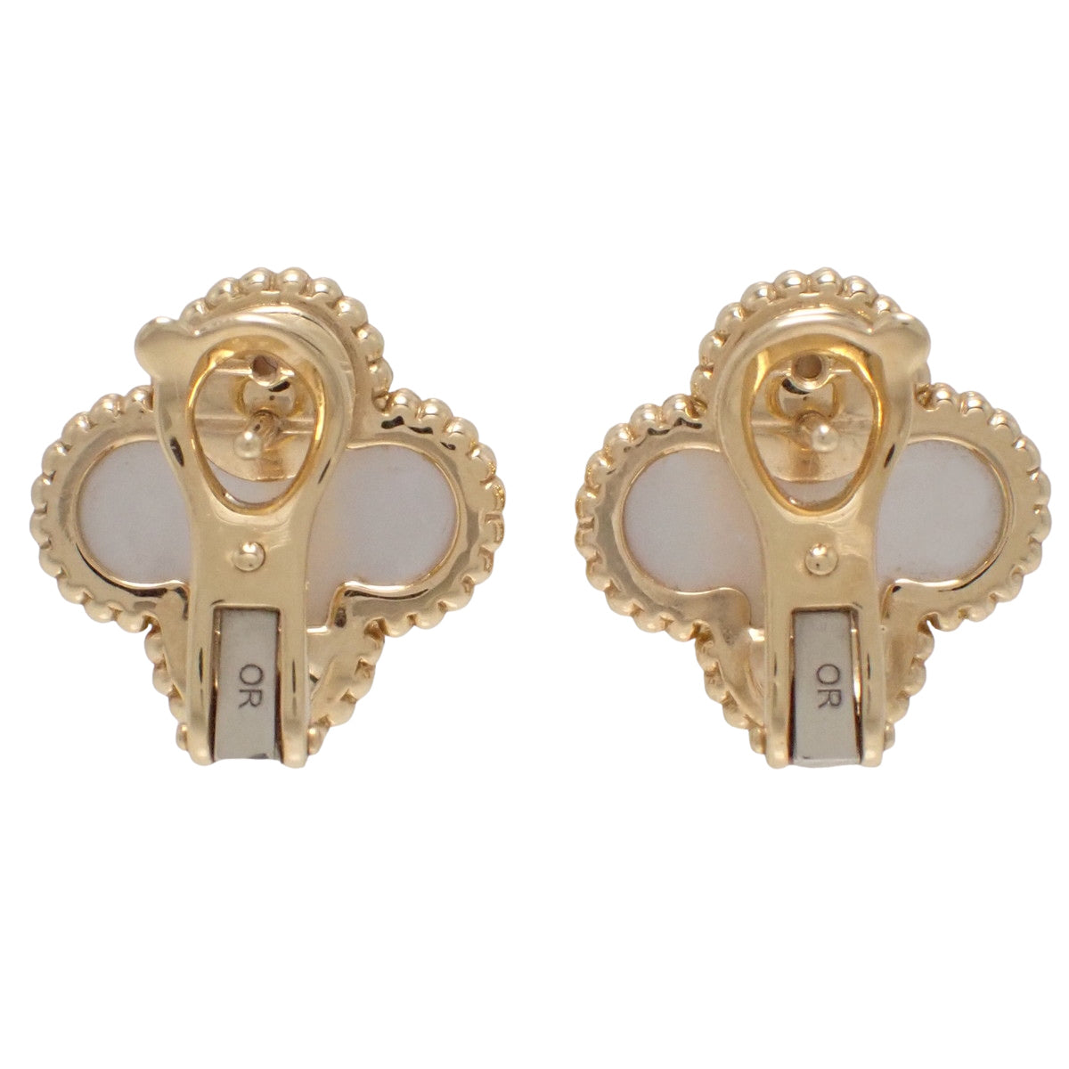 Vintage Alhambra Earrings, Mother-of-Pearl, K18YG, 7.5g