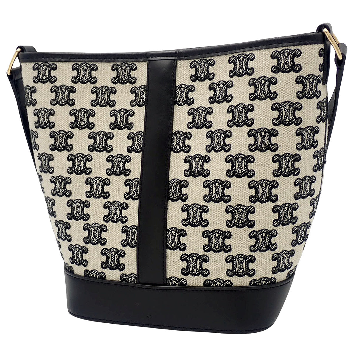Small Bucket Leather Triomphe Canvas Black